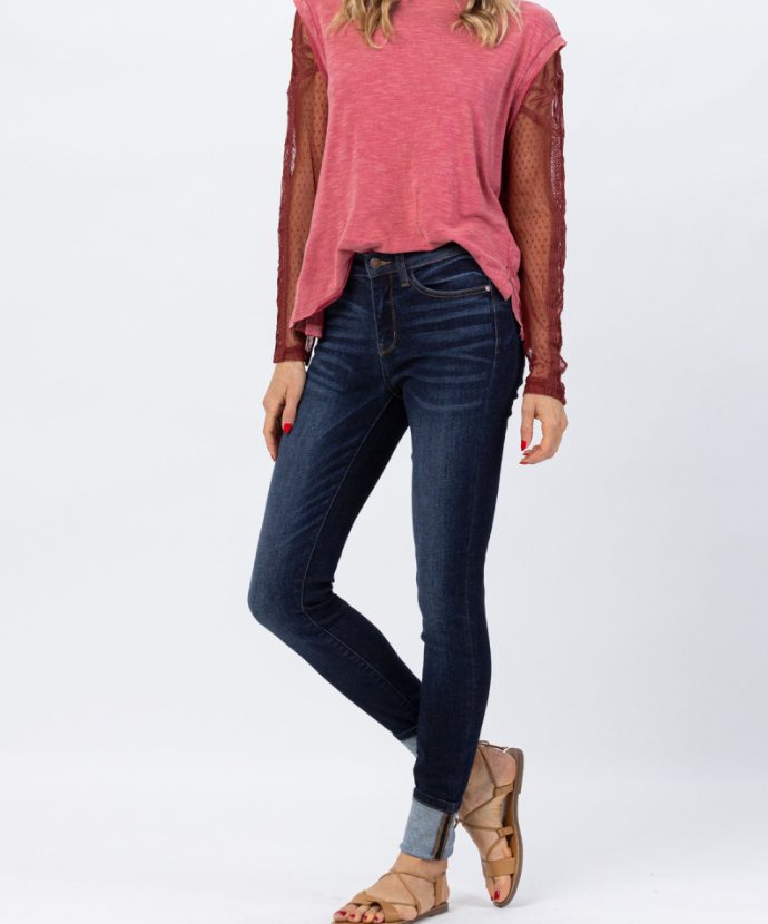 JWZUY Womens Cotton Blend Faux Jeans Side Crisscross Print High