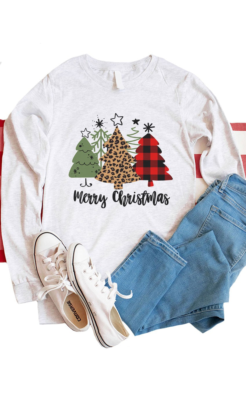 Merry Christmas Leopard Tree Graphic Long Sleeve – Twisted Label