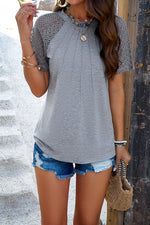 Shalene Lace and Ruched Tee  |  Grey